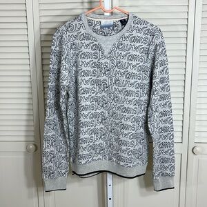 Scotch & Soda Men's Grey Graphic Print Crew Neck Sweater Pullover Small